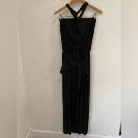 Free People Beach Maxi Golden Days Boho Feminine Faux Wrap Slit Halter Dress - Picture 2 of 11